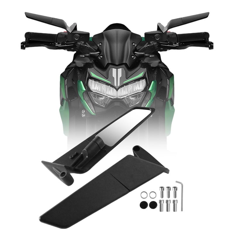 PACEWALKER Motorcycle Mirrors Universal 360 Rotatable Stealth Wind Wing Side View Mirrors for Kawasaki Z400 Z650 Z900 Z1000 Duke 125 200 250 390 690 790 1290 Yamaha MT, HONDA, SUZUKI(8mm 10mm) - Image 1