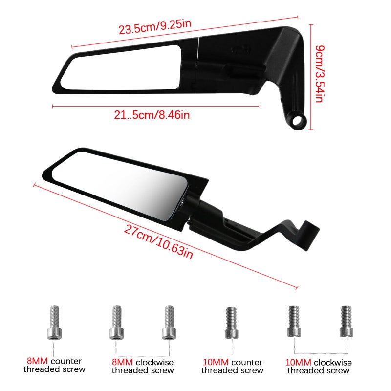 PACEWALKER Motorcycle Mirrors Universal 360 Rotatable Stealth Wind Wing Side View Mirrors for Kawasaki Z400 Z650 Z900 Z1000 Duke 125 200 250 390 690 790 1290 Yamaha MT, HONDA, SUZUKI(8mm 10mm) - Image 4