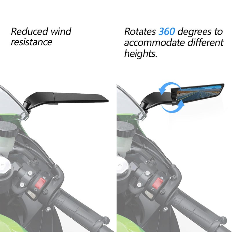 PACEWALKER Motorcycle Mirrors Universal 360 Rotatable Stealth Wind Wing Side View Mirrors for Kawasaki Z400 Z650 Z900 Z1000 Duke 125 200 250 390 690 790 1290 Yamaha MT, HONDA, SUZUKI(8mm 10mm) - Image 3