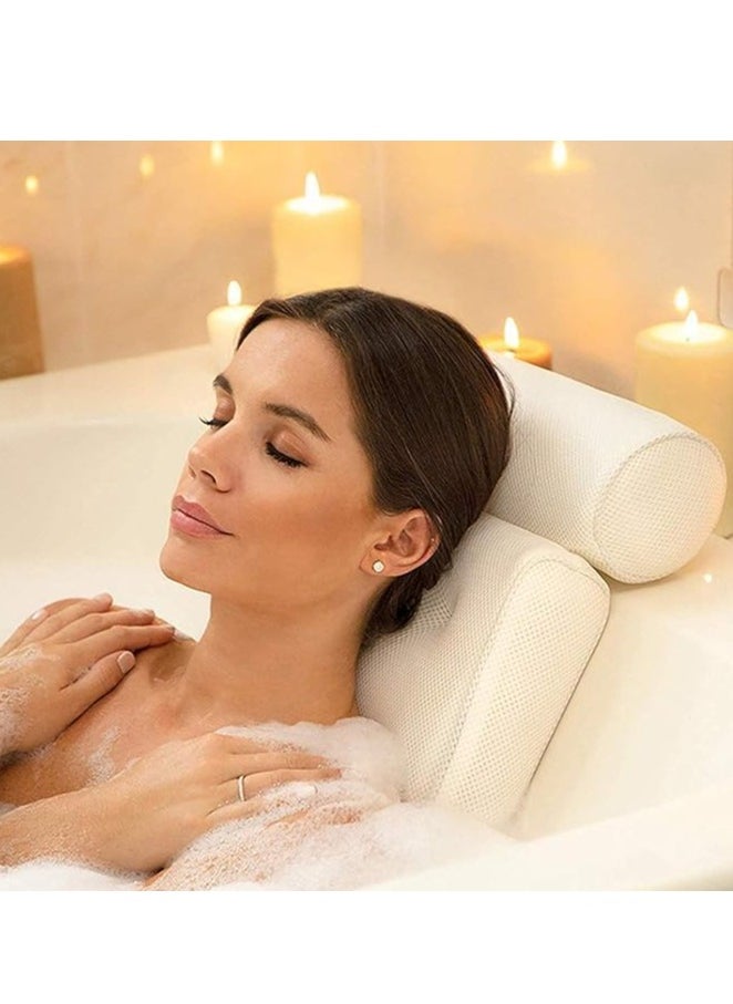 Spaceshoop Luxury Bath Pillow Waterproof Air Mesh Bath Cushion With Suction Cups For Head And Neck | Ergonomic Bathtub Pillows Home Spa and Hot Tub Headrest | Bathing Accessories  - Image 2
