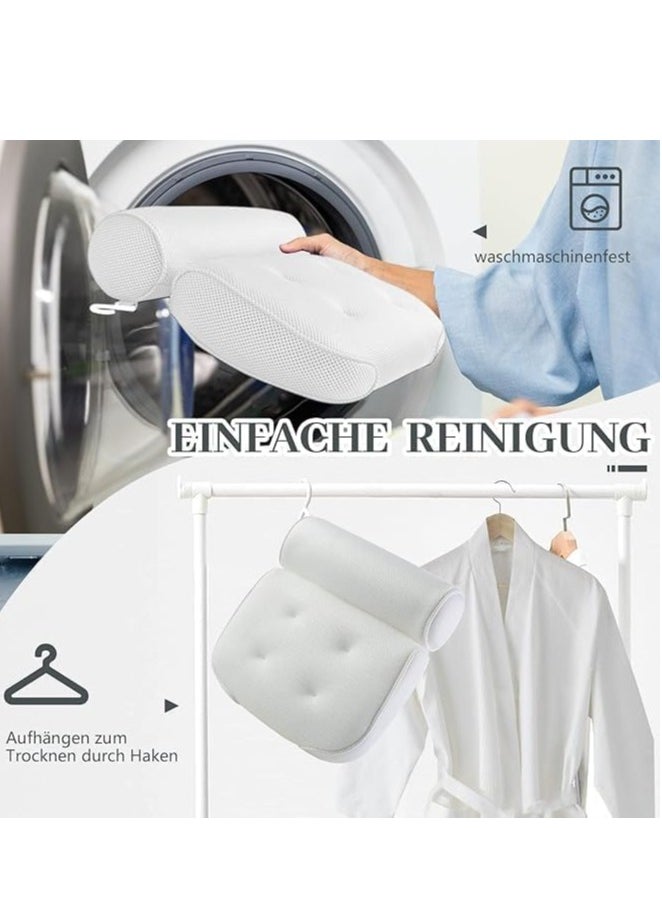 Spaceshoop Luxury Bath Pillow Waterproof Air Mesh Bath Cushion With Suction Cups For Head And Neck | Ergonomic Bathtub Pillows Home Spa and Hot Tub Headrest | Bathing Accessories  - Image 3