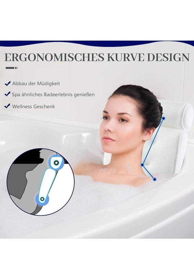 Spaceshoop Luxury Bath Pillow Waterproof Air Mesh Bath Cushion With Suction Cups For Head And Neck | Ergonomic Bathtub Pillows Home Spa and Hot Tub Headrest | Bathing Accessories  - Image 4