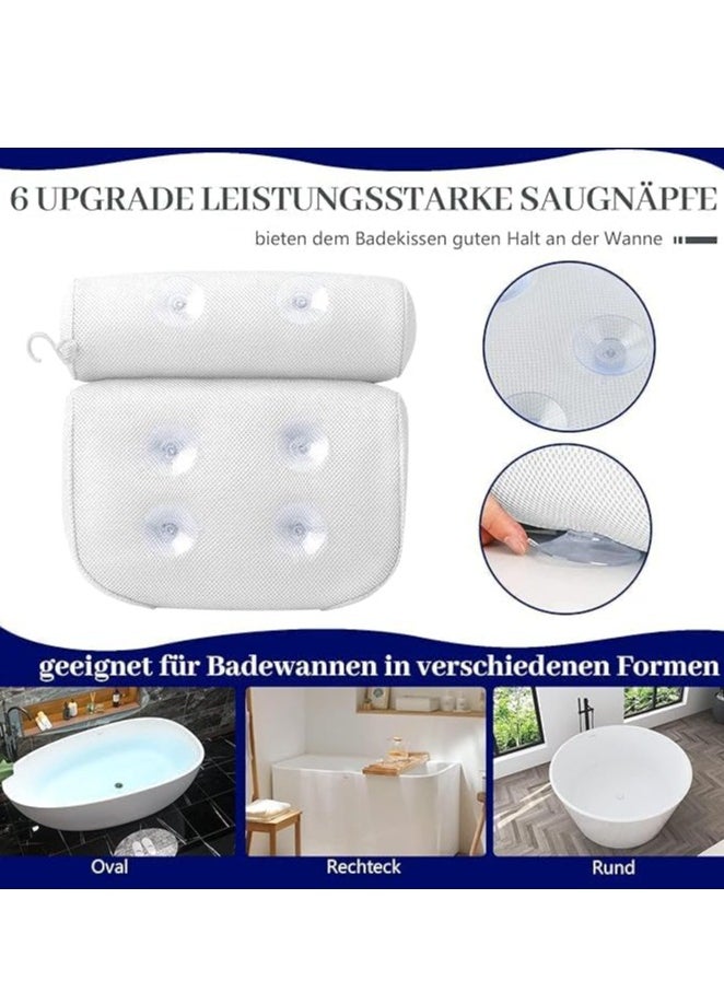 Spaceshoop Luxury Bath Pillow Waterproof Air Mesh Bath Cushion With Suction Cups For Head And Neck | Ergonomic Bathtub Pillows Home Spa and Hot Tub Headrest | Bathing Accessories  - Image 5