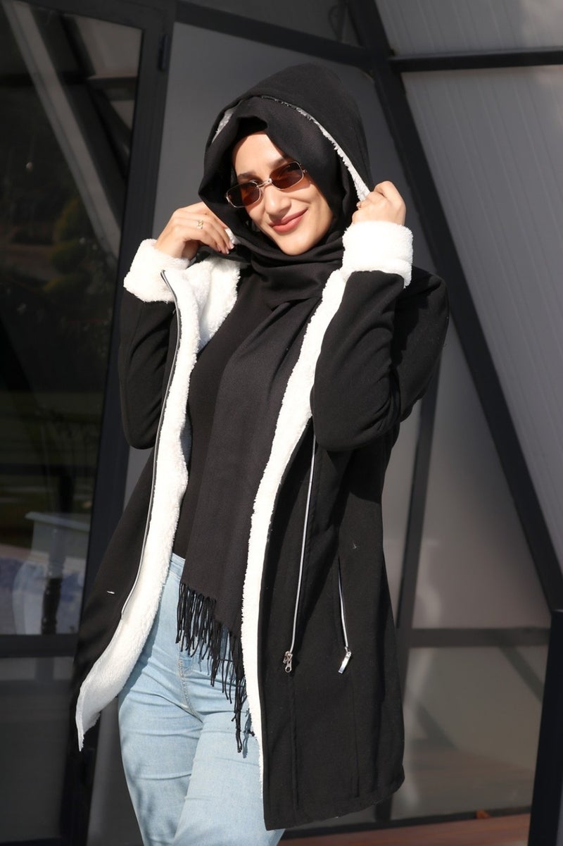 Barbora Winter Daily Kachet Women's Hijab Coat 819BLACKTESETTÜR - Image 3