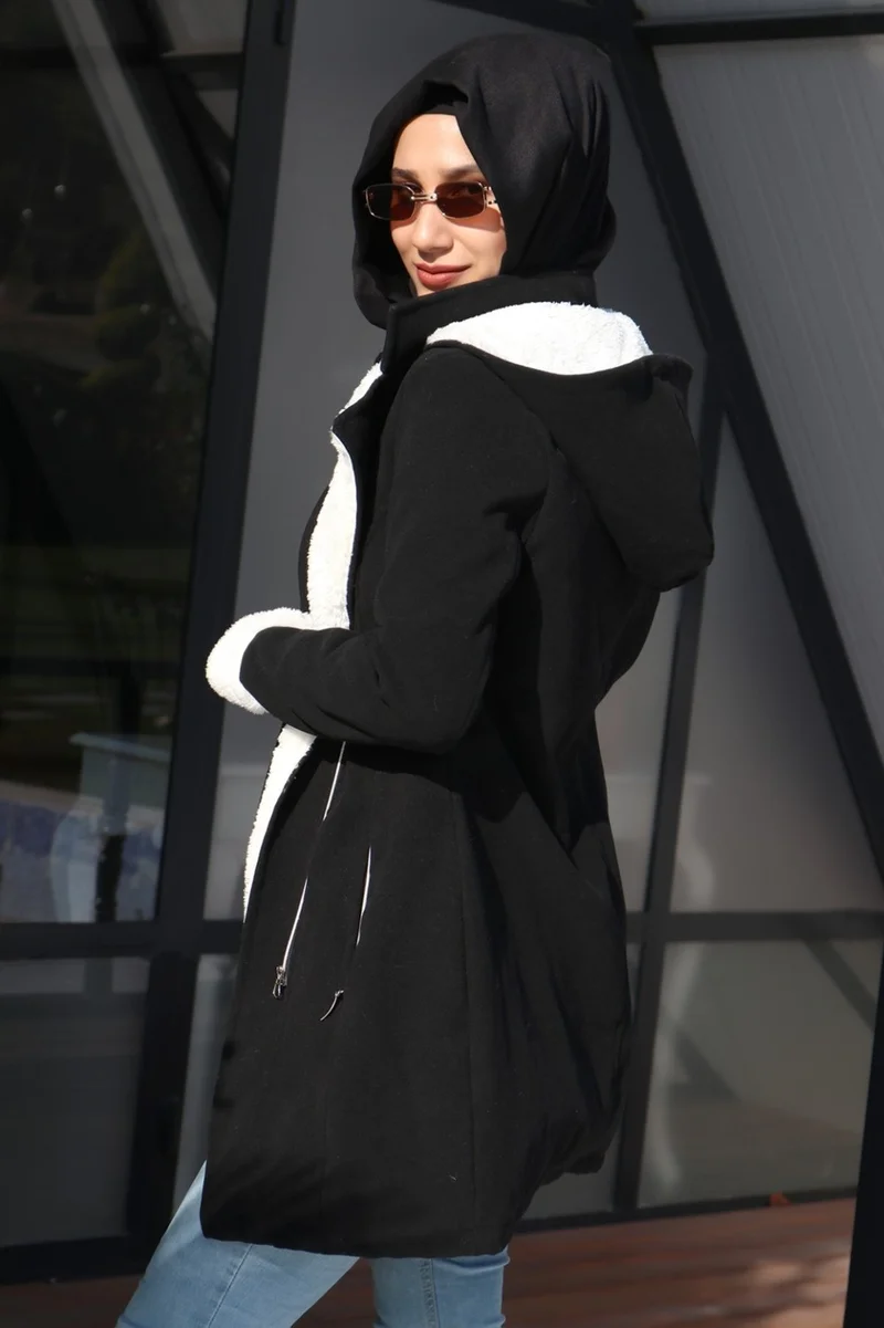 Barbora Winter Daily Kachet Women's Hijab Coat 819BLACKTESETTÜR