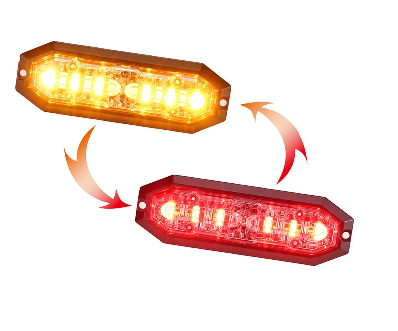 Unicorn Lighting UT01 Surface Mount Warning Emergency Strobe Grille Light Head [SAE class 1] [Dual Color] [IP68] for Police and Tow Truck Construction Vehicle A/B/R/W (Amber/Red, 6 + 6 LED) - Image 1