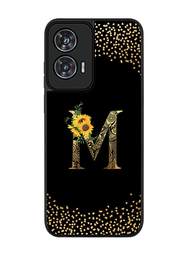 Stylizedd For Motorola Edge 50 Fusion 5G Case,Slim fit Camera Protection, Shockproof Thin Phone cover  - Custom Floral Monogram - M ( Black ) - Image 1