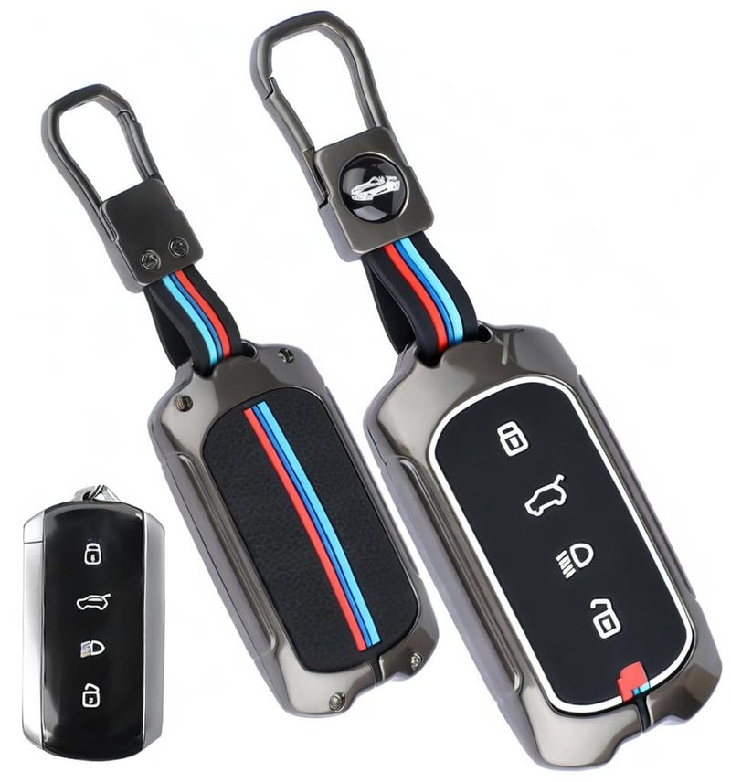 Zealsy Key Cover Compatible with Tata Sierra / Curvv / Curvv EV / Harrier / Harrier EV / Safari Smart Key | Premium Metal Silicone Car Key Protector Case | Scratch Resistant Key Cover - Image 1