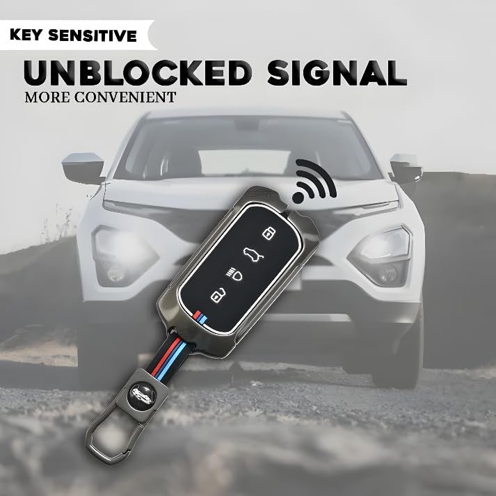 Zealsy Key Cover Compatible with Tata Sierra / Curvv / Curvv EV / Harrier / Harrier EV / Safari Smart Key | Premium Metal Silicone Car Key Protector Case | Scratch Resistant Key Cover - Image 4