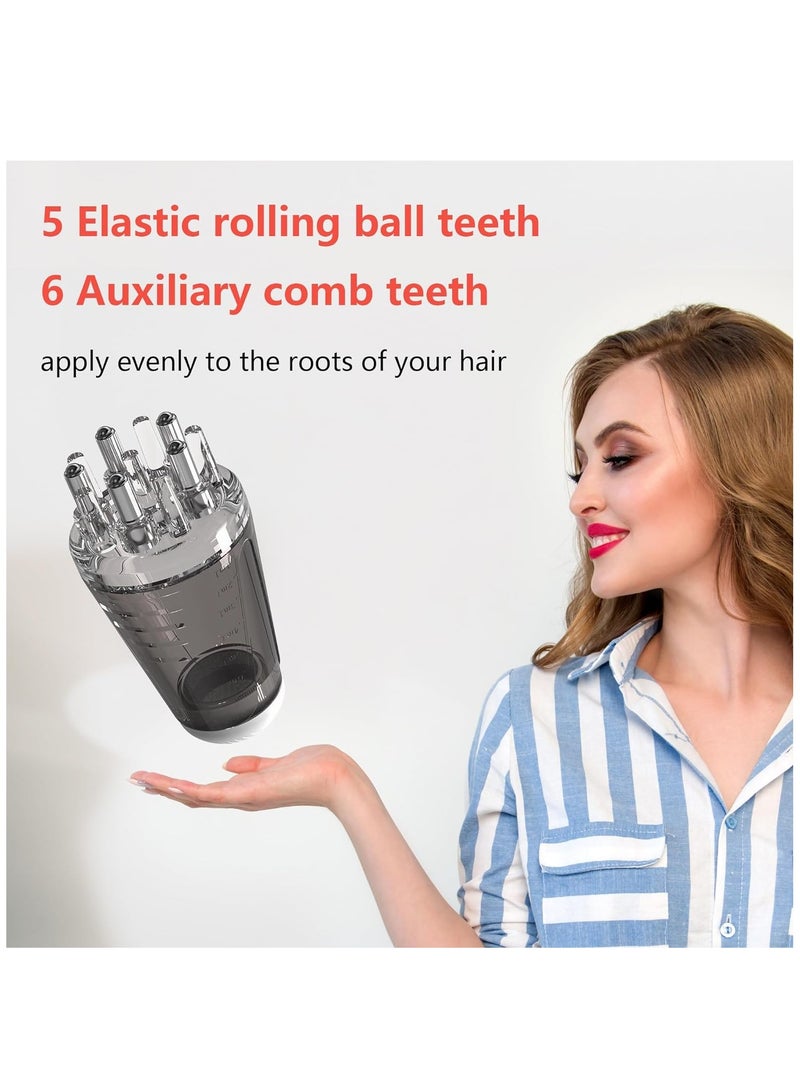 نالا أداة توزيع زيت الشعر، مشط توزيع زيت فروة الرأس، أداة توزيع زيت فروة الرأس، زجاجة توزيع مشط الجذور للشعر، أداة توزيع مصل الشعر مناسبة للسوائل المختلفة، زجاجة توزيع زيت الشعر الكروي، للمنزل - Image 2