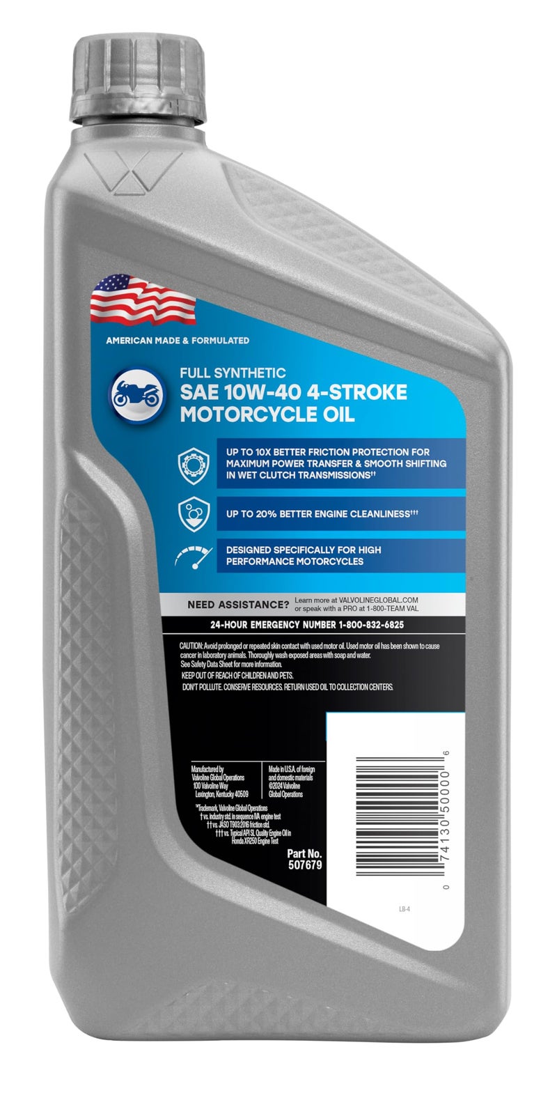 Valvoline 4-Stroke Motorcycle Full Synthetic 10W-40 Motor Oil 1 Quart - Image 2
