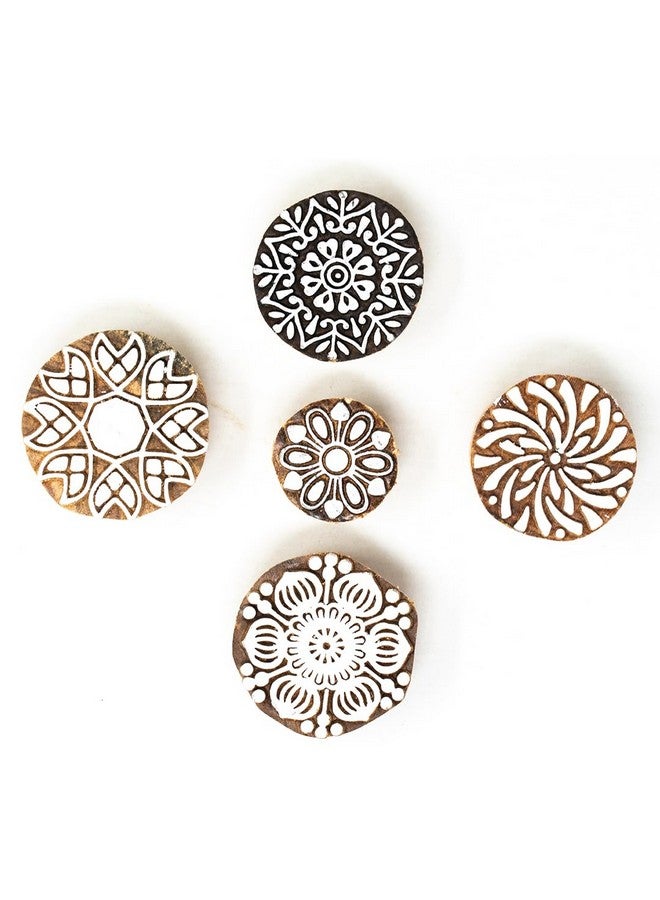 Hashcart Wooden Indian Traditional Design Printing Stamps | Set of 5 | Blocks for Printing Saree Border/Dresses/Craft Card Making/Scrapbook/Clay Pottery - Image 2