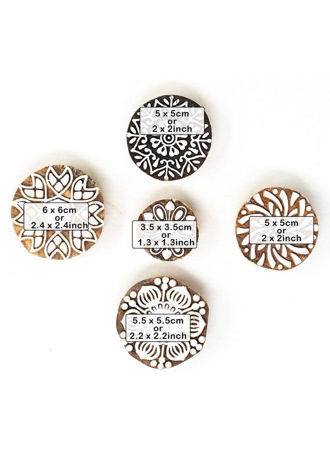 Hashcart Wooden Indian Traditional Design Printing Stamps | Set of 5 | Blocks for Printing Saree Border/Dresses/Craft Card Making/Scrapbook/Clay Pottery - Image 4