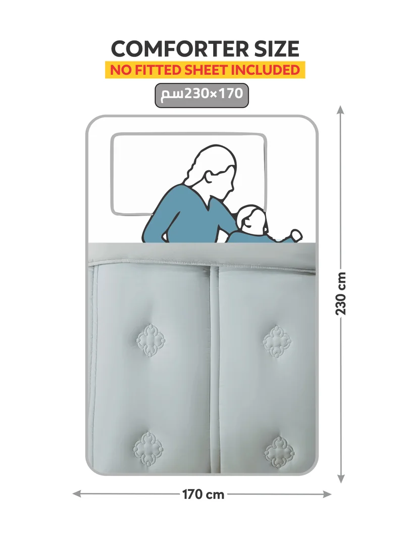 دوناتيلا طقم لحاف 2 قطع مقاس واحد مطبوع سرير قابل للعكس مقاس 170 * 230 سم مع حشوة بديلة لأسفل (350 جرام لكل متر مربع) ، بلاتينيوم