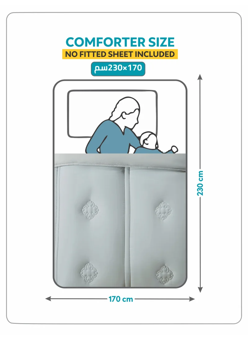 Donetella Bedding Comforter Set, Single Size 170x230 cm - 2-Pcs Digital Print Quilted Bed Set, Microfiber Fabric - 1 Comforter And  1 Pillow Sham