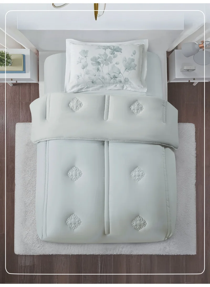 Donetella Bedding Comforter Set, Single Size 170x230 cm - 2-Pcs Digital Print Quilted Bed Set, Microfiber Fabric - 1 Comforter And  1 Pillow Sham