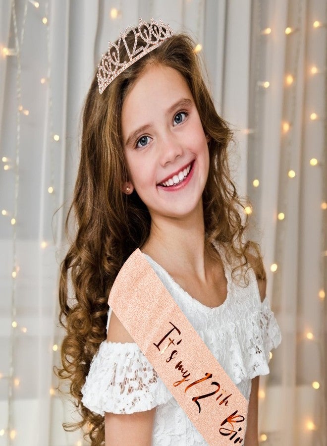 CIEHER 12th Birthday Crown + 12th Birthday Sash + Pearl Pin Set, It's My 12th Birthday Sash, 12 Birthday Tiara, 12th Birthday Decorations for Girls, 12th Birthday Gifts - Image 2