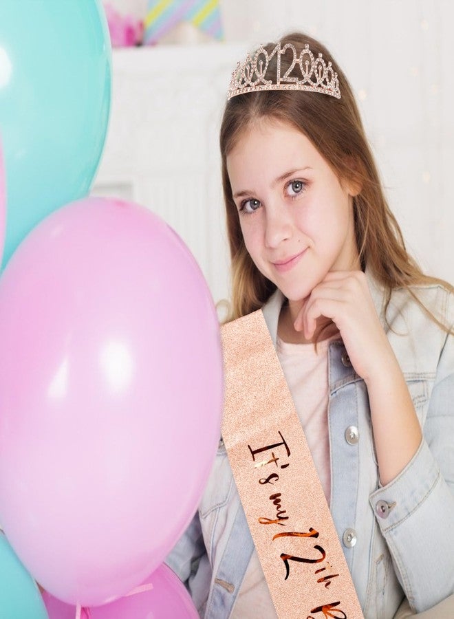 CIEHER 12th Birthday Crown + 12th Birthday Sash + Pearl Pin Set, It's My 12th Birthday Sash, 12 Birthday Tiara, 12th Birthday Decorations for Girls, 12th Birthday Gifts - Image 5