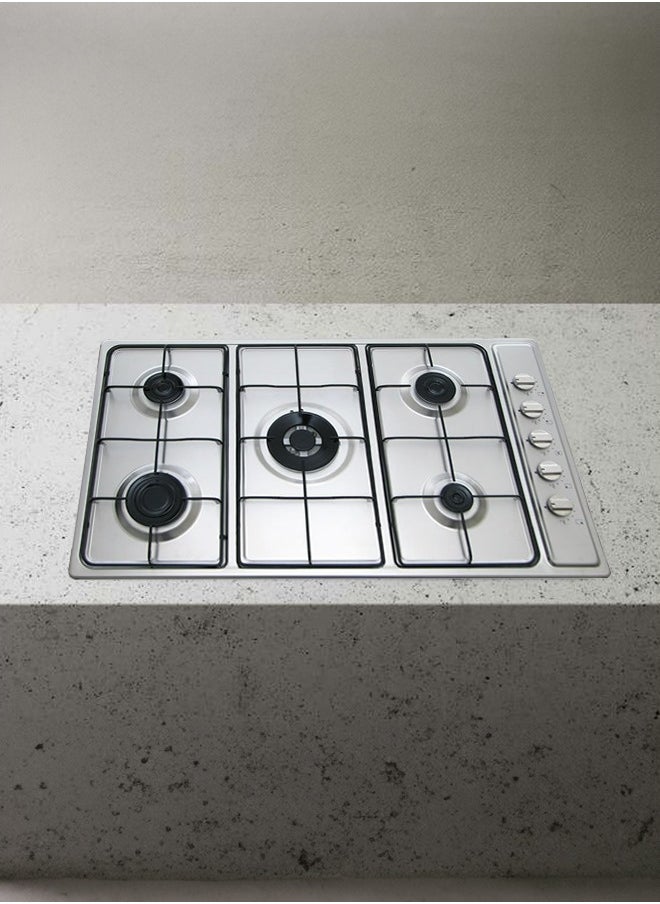 kitchen Line Surface 5 Gas Stove - 90 cm - with Side Switches - Enamel Grille - Steel - G5020  - Image 4