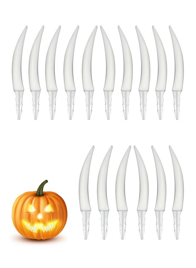 SHENIAFC 16 Pack Glowing Halloween Pumpkin Teeth Spooky Pumpkin Fangs Spooky Jack O Lantern Decorations for DIY Decor Home, School & Party Use - Image 1