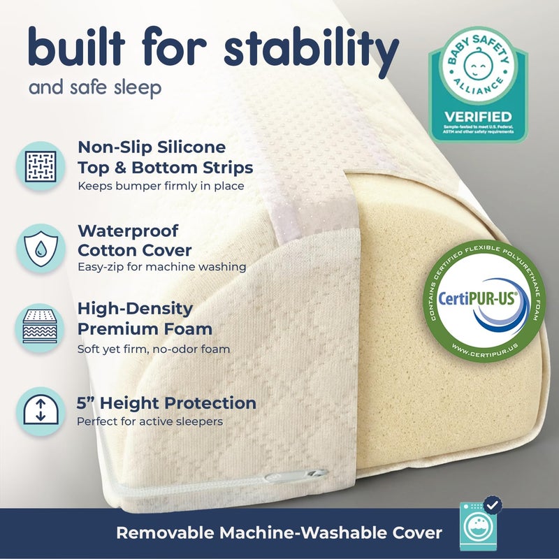 Hiccapop [1-Pack] Toddler Bed Rail Bumper, Bed Bumper for Toddlers, Kids Foam Safety Bed Guard Rail for Toddlers, Bed Side Rail for Twin, Queen, King - Image 3