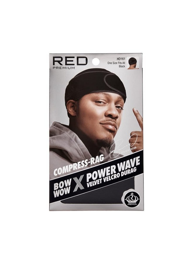 Red by Kiss RED Premium Bow Wow X Power Wave Durag, 360 Wave Compression Cap for Men & Women, Adjustable Hook-and-Loop Strap, Stylish & Durable, Ideal for Locs, Braids, Finger Waves (Velvet - Black) - Image 1