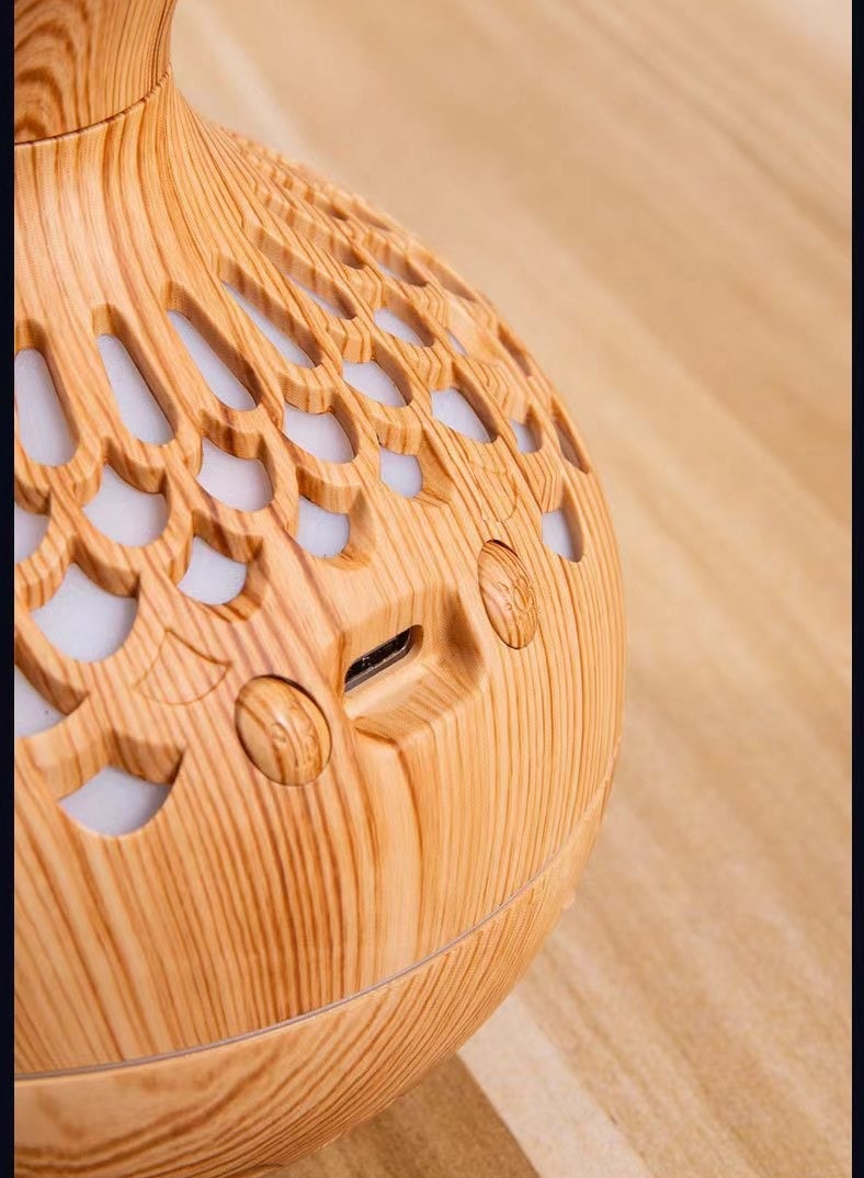 Humidifier, wood grain vase essential oil diffuser, colored night light, suitable for ultrasonic top filling of baby plants in the bedroom, cold mist humidifier, ultra quiet  - Image 4