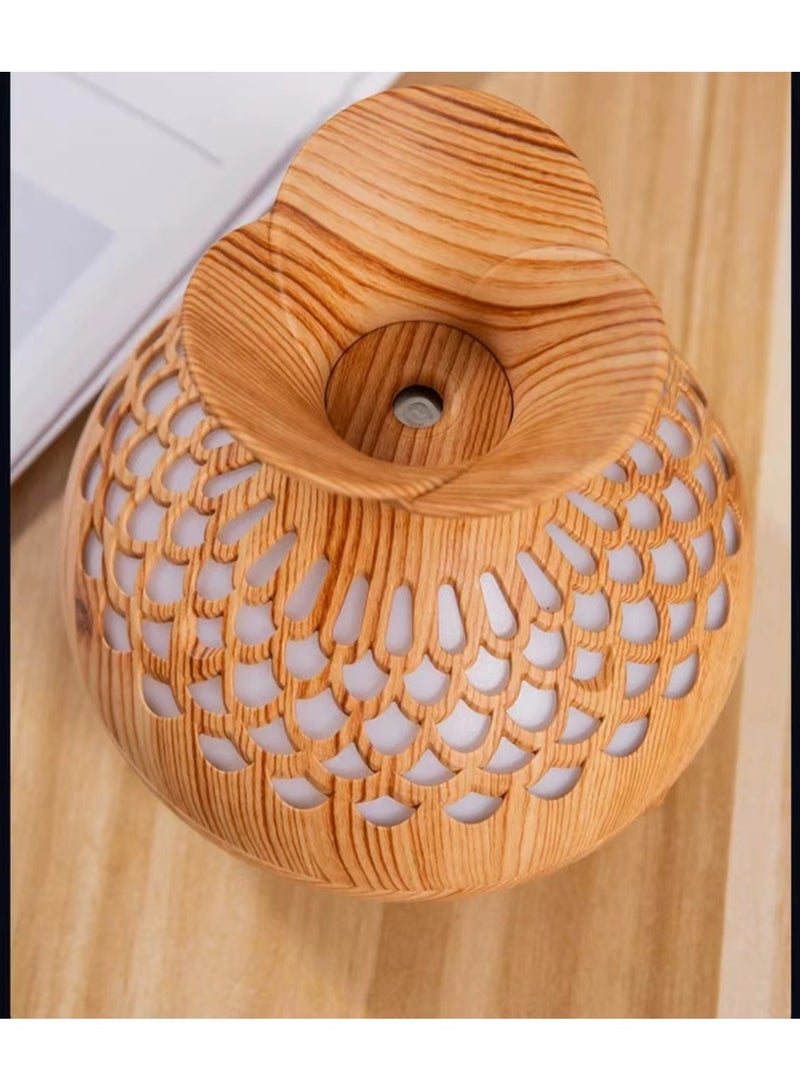 Humidifier, wood grain vase essential oil diffuser, colored night light, suitable for ultrasonic top filling of baby plants in the bedroom, cold mist humidifier, ultra quiet  - Image 3
