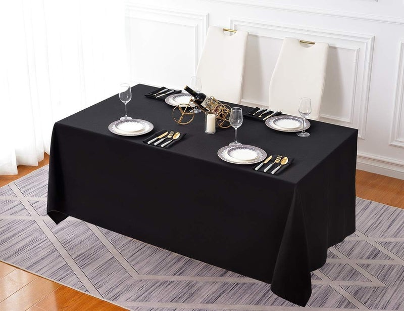 Surmente 5 Pack Black Tablecloth 90 x 132-inch Rectangular Polyester Table Cloth for Weddings, Banquets, or Restaurants - Image 4