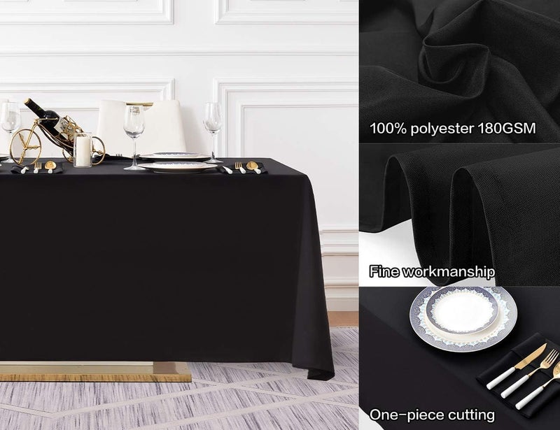 Surmente 5 Pack Black Tablecloth 90 x 132-inch Rectangular Polyester Table Cloth for Weddings, Banquets, or Restaurants - Image 2