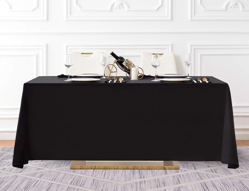 Surmente 5 Pack Black Tablecloth 90 x 132-inch Rectangular Polyester Table Cloth for Weddings, Banquets, or Restaurants - Image 5