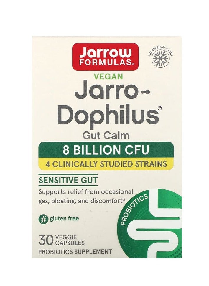 jarrow formulas Jarro-Dophilus, Gut Calm, 8 Billion CFU, 30 Veggie Capsules