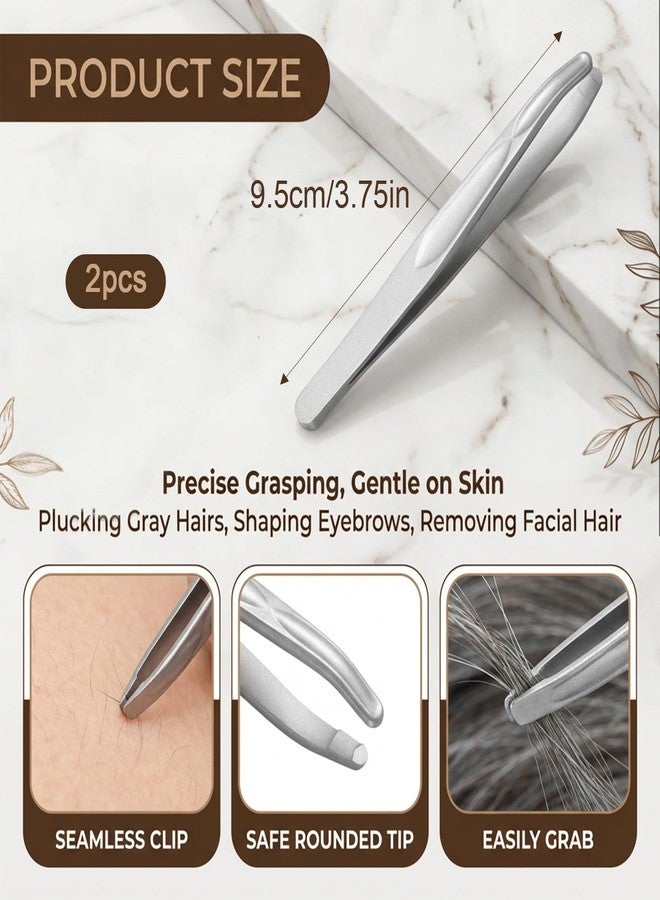 Psiriol Professional Round Tips Plucker for Chin, Tweezers for Man, Thick Stainless Steel, Precision Rounded Tweezers for Hair Removal(Rose Gold - Image 2