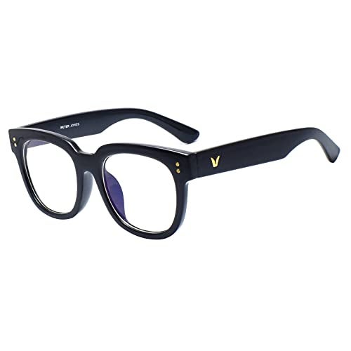 Peter Jones Square Black Oversized Unisex Computer/Gaming Glasses with Blue Light Blocking Lenses (2128B) - Image 2