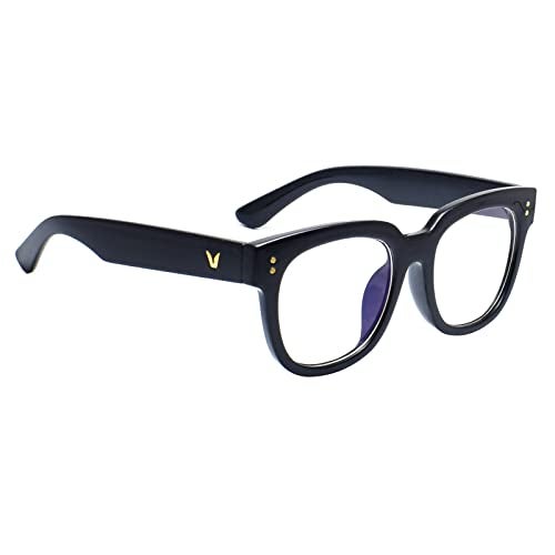 Peter Jones Square Black Oversized Unisex Computer/Gaming Glasses with Blue Light Blocking Lenses (2128B) - Image 1