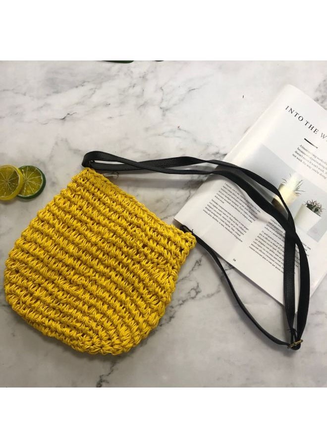 Loquat Ins Woven Bag Summer Beach Vacation Bag Crossbody Satchel-Color:Milky White  - Image 3