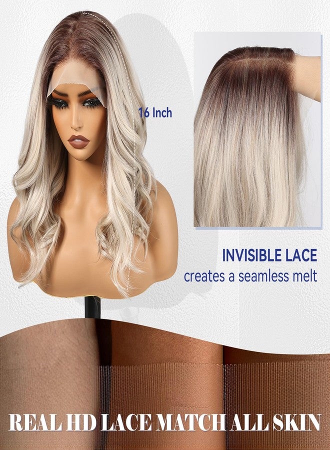 هير كيوب باروكة شعر صناعية عالية الدقة من HAIRCUBE مقاس 13×6 بوصة، شعر مستعار مجعد أشقر رمادي متدرج، بدون غراء مع خط شعر طبيعي الكثافة وغطاء قابل للتعديل - Image 5