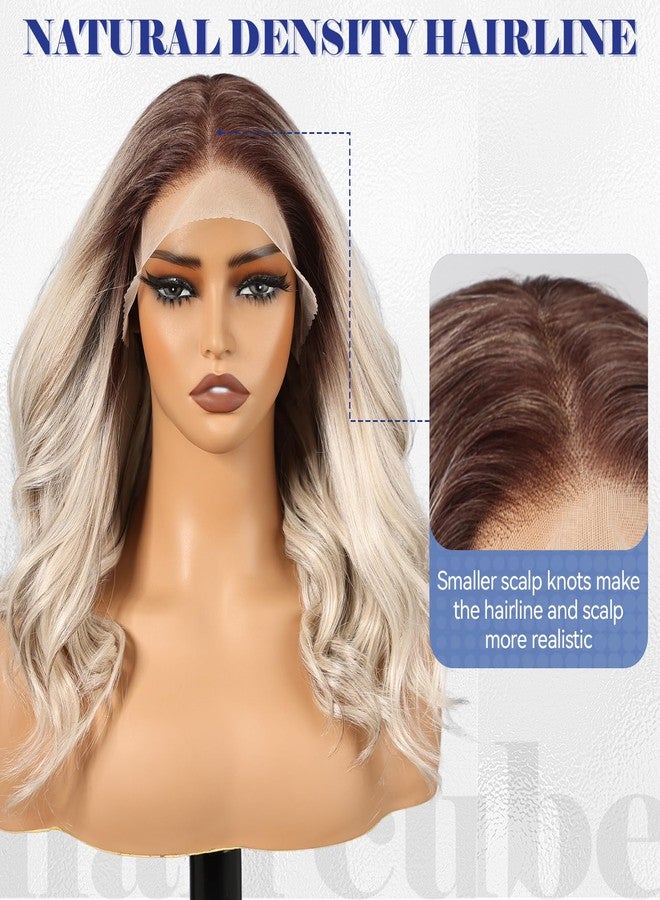 هير كيوب باروكة شعر صناعية عالية الدقة من HAIRCUBE مقاس 13×6 بوصة، شعر مستعار مجعد أشقر رمادي متدرج، بدون غراء مع خط شعر طبيعي الكثافة وغطاء قابل للتعديل - Image 4