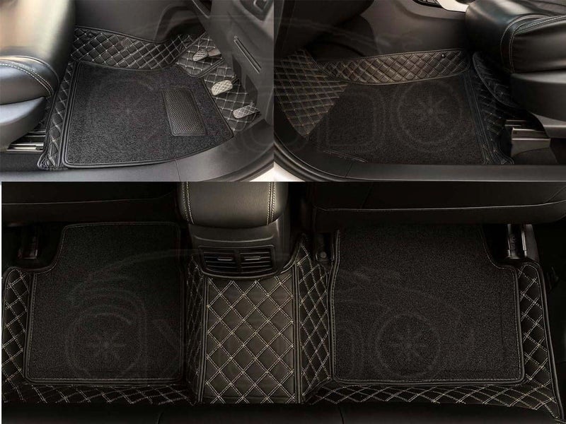 Axodo® 7D Car Floor Mat Full Set for Hyundai Grand I10 Sportz, 7 Layer Protection Mats, Luxury Leather with Noodle/Curly Car Foot Mat with Healpad, Anti-Skid & Waterproof (Black) - Image 2