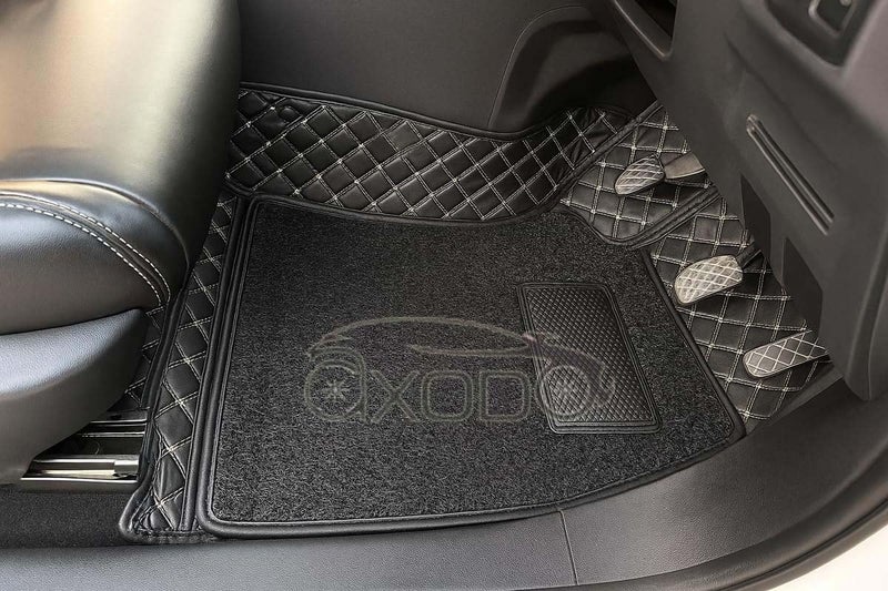 Axodo® 7D Car Floor Mat Full Set for Hyundai Grand I10 Sportz, 7 Layer Protection Mats, Luxury Leather with Noodle/Curly Car Foot Mat with Healpad, Anti-Skid & Waterproof (Black) - Image 3