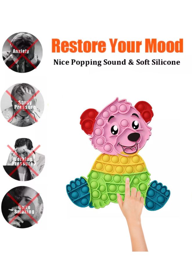 Push Pop Bubble Fidget Toy Silicone Animal Sensory Squeeze Toy Stress Relief Anti-Anxiety ADHD Autism Special Fidget Popper Gift for Kids and Adults Bear B  - Image 4