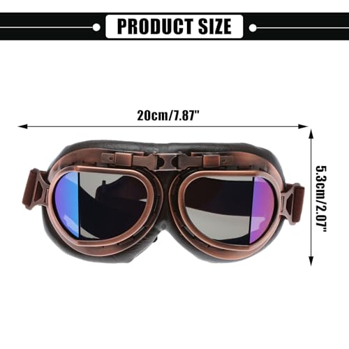 MUXSAM Vintage Motorcycle Goggles, ATV Motocross Goggles, Dirt Bike Racing Riding Off Road Scooter Glasses, Windproof Dustproof Eyewear for Adults Men Women, Copper Frame Colorful Lens - Image 2