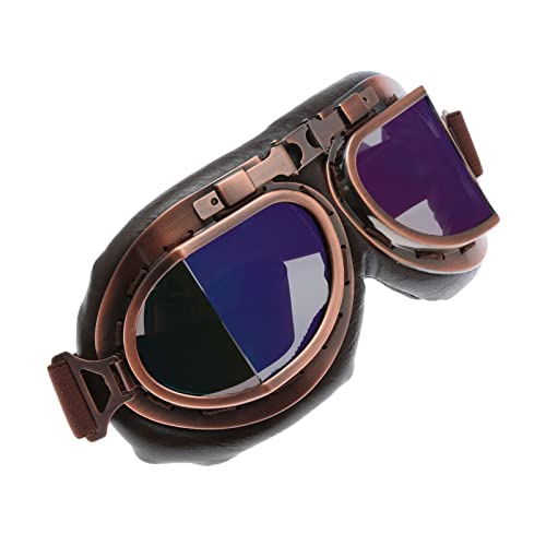 MUXSAM Vintage Motorcycle Goggles, ATV Motocross Goggles, Dirt Bike Racing Riding Off Road Scooter Glasses, Windproof Dustproof Eyewear for Adults Men Women, Copper Frame Colorful Lens - Image 3