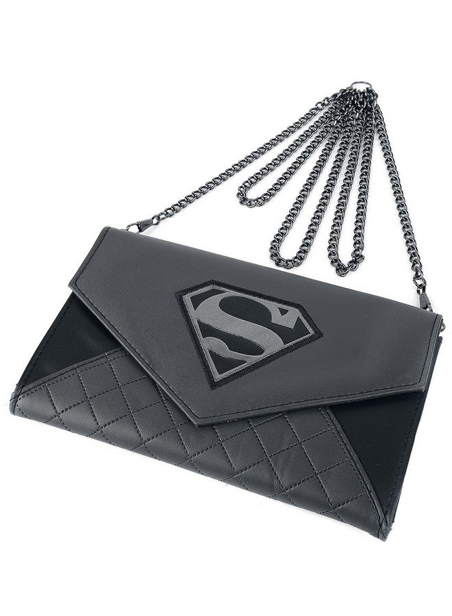 DC Comics Superman Man Of Steel Shield S Logo Black Envelope Wallet With Chain - Image 2