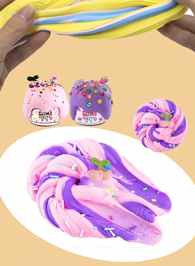 HALAMODO 6 Pcs Butter Scented Slime Set - DIY Putty Toys for Kids Ages 6+ - Soft, Non-Sticky Stress Relief Slime with 6 Vibrant Colors & Fragrance - Includes Mixing Tools, Glitter & Foam Beads - Ideal Party Favors, Birthday Gifts for Girls & Boys - Image 2