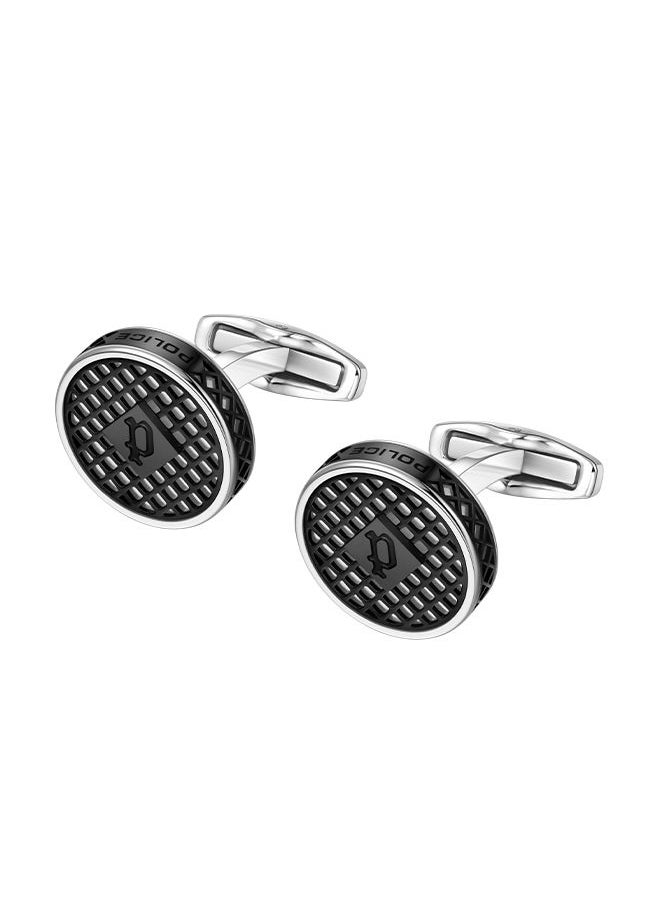 POLICE - Net Stainless Steel And Black Two Tone  Gents CufflinksPEAGC0022901 - Image 1