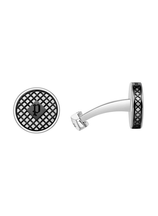 POLICE - Net Stainless Steel And Black Two Tone  Gents CufflinksPEAGC0022901 - Image 1