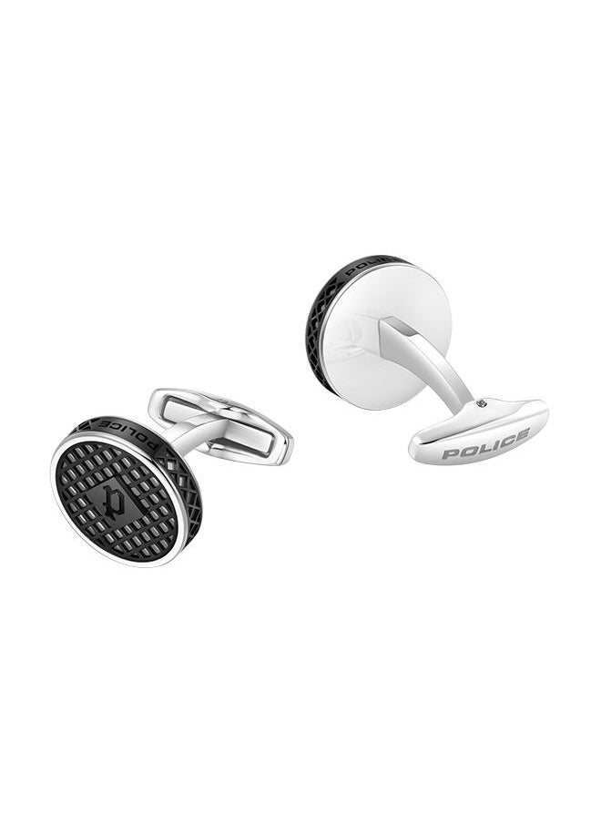 POLICE - Net Stainless Steel And Black Two Tone  Gents CufflinksPEAGC0022901 - Image 1