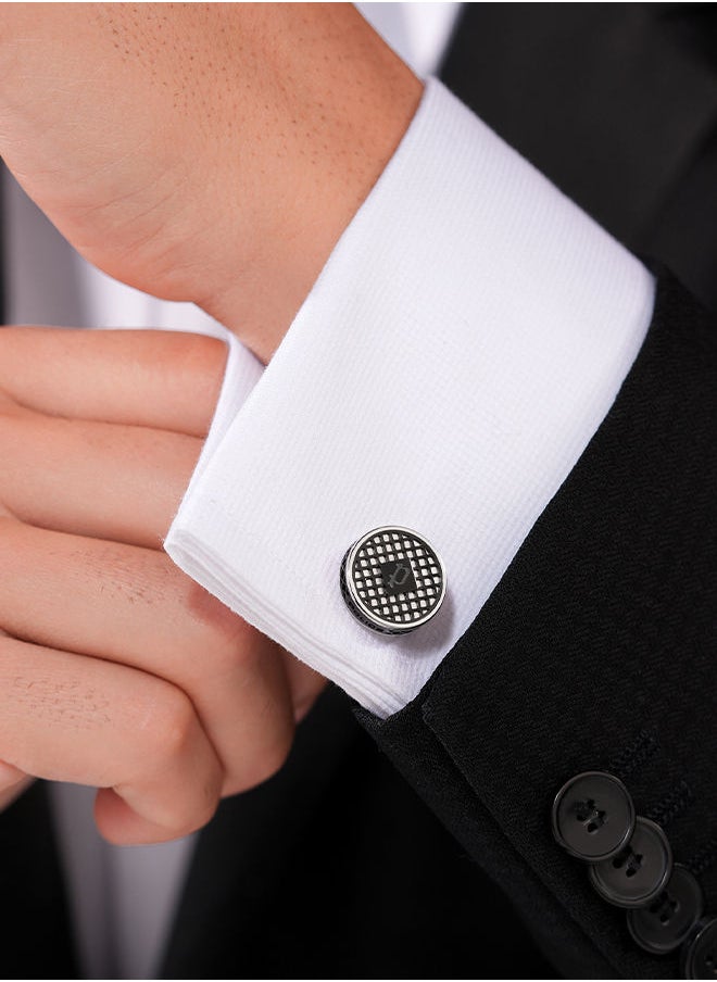 POLICE - Net Stainless Steel And Black Two Tone  Gents CufflinksPEAGC0022901 - Image 1