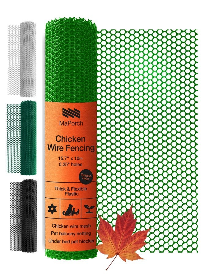 MAPORCH Green Plastic Wire Mesh Fence 15.7IN x 10FT Roll - Ideal for Poultry, Dogs, Rabbit, Snake Barrier & Gardening - Durable Plastic Chicken Wire Mesh - Versatile Plastic Fencing & Netting Solution - Image 1